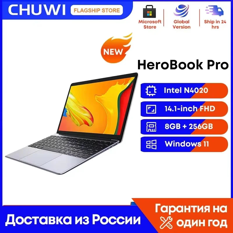 CHUWI 15.6" HeroBook Plus Chuwi 14.1" HeroBook Pro Laptop Intel N4020 8GB RAM 256GB SSD 1920*1080P Computer Windows 11 Laptops