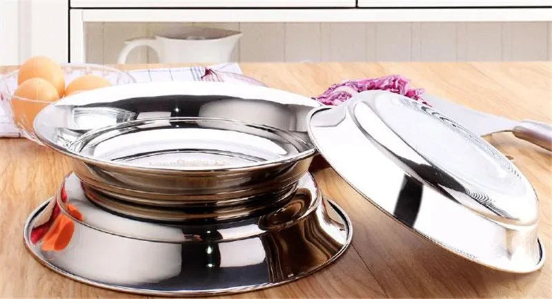 High Quality 304 Stainless Steel Soup Fruits Dessert Plate  ableware Durable Dish Bowls Kitchen Accessories bandeja fish dish