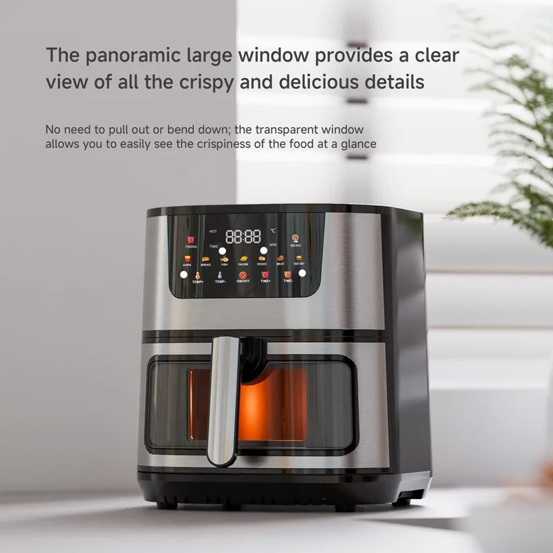 15L Stainless steel Electric Air Fryer Household Large Capacity Intelligent Kitchen Cooker Toaster Oven Combo Digital Display