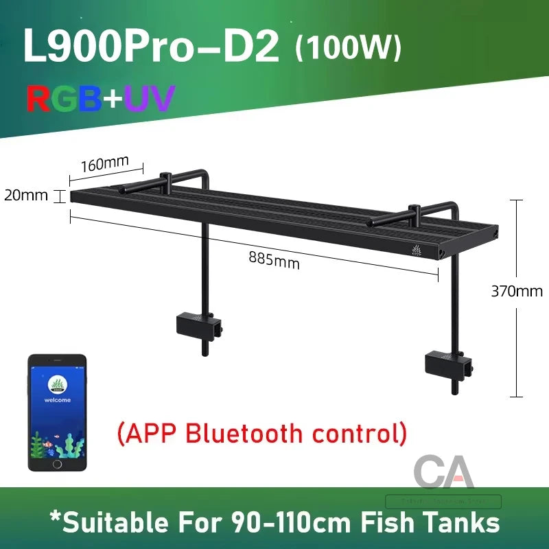 WEEK AQUA L Series,  Aquarium LED Grow Lamp for Plants, App Control, Aquariums Equipment Lighting, RGB + UV,Adjustable width