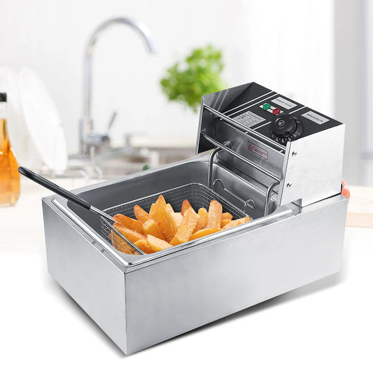 6L Stainless Steel Electric  Fryer with Basket for Commercial &amp Home Use Electric Fryer  Fryer Stainless Steel Fryer
