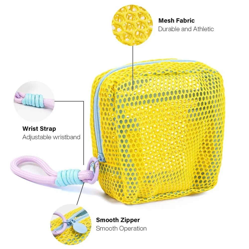 Mini Square Mesh Cosmetic Bag Zipper Storage Pouch Wristlet, Travel Organizer Coin Purse Key Holder Stationery Case Cute Gift