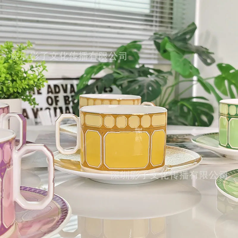 Swan Series European Modern Simple Luxury Style Bone Porcelain Coffee Cup Dish Afternoon Tea Cup Home Gift Double Cup