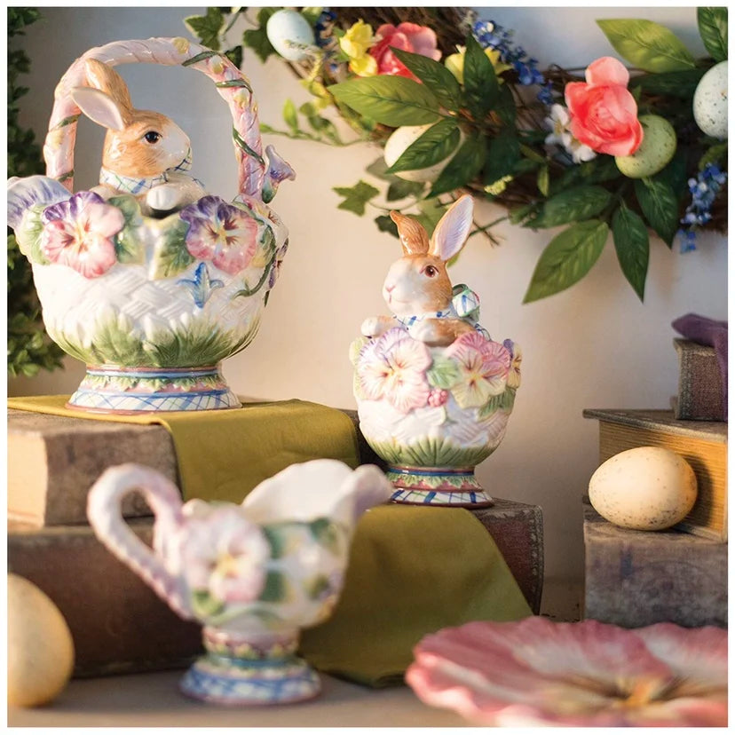 American Hand-painted Ceramic Dinner Set Rabbit Teapot Coffee Cup Plates for Enchanting Garden Afternoon TeaVintage Tableware