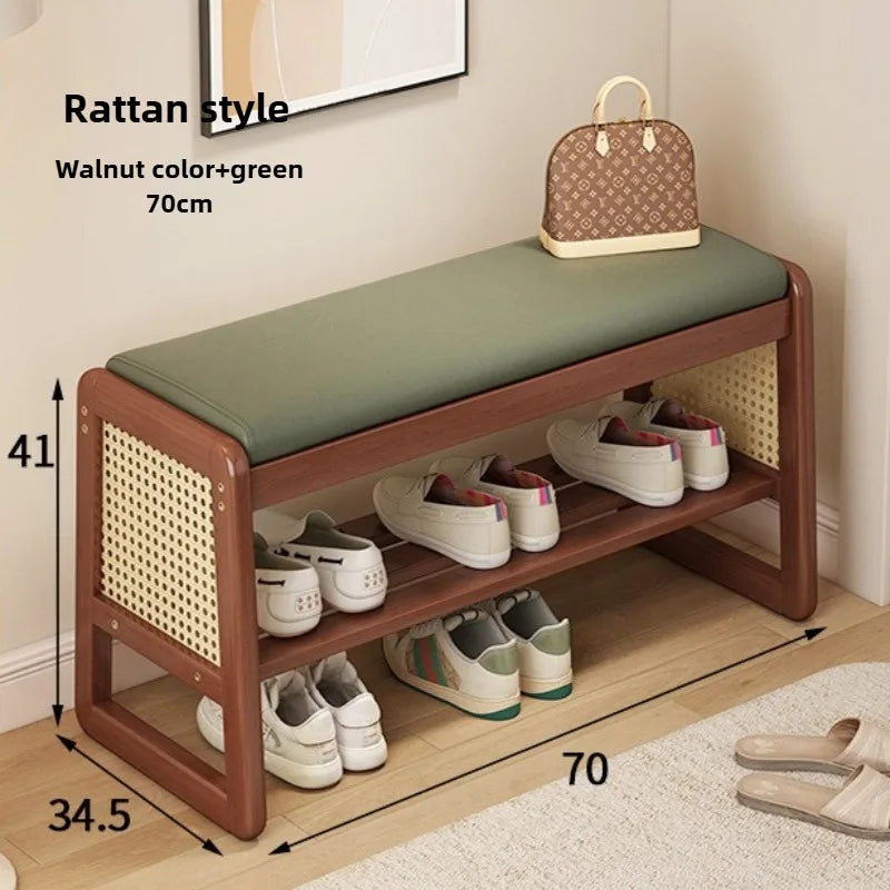 New Chinese style shoe changing stool with seating at the entrance, entrance door, shoe rack, entrance hall, household soft bag,