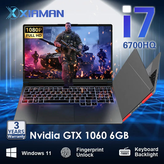 Xiaman 16" Gaming Laptop intel Core i7-6700HQ GTX 1060 Notebook PC IPS 1920*1200 16GB DDR4 1TB SSD Windows 11 Pro Laptop Gamer