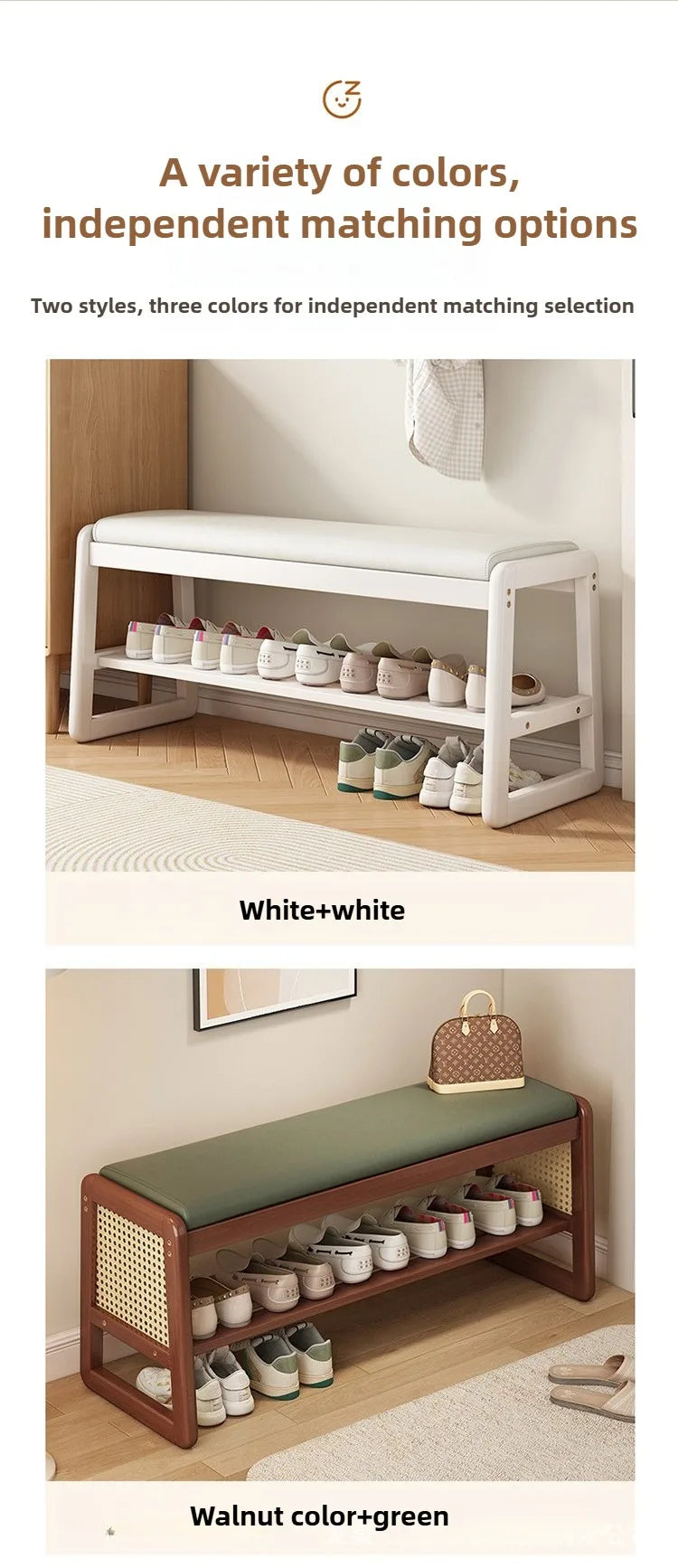 New Chinese style shoe changing stool with seating at the entrance, entrance door, shoe rack, entrance hall, household soft bag,