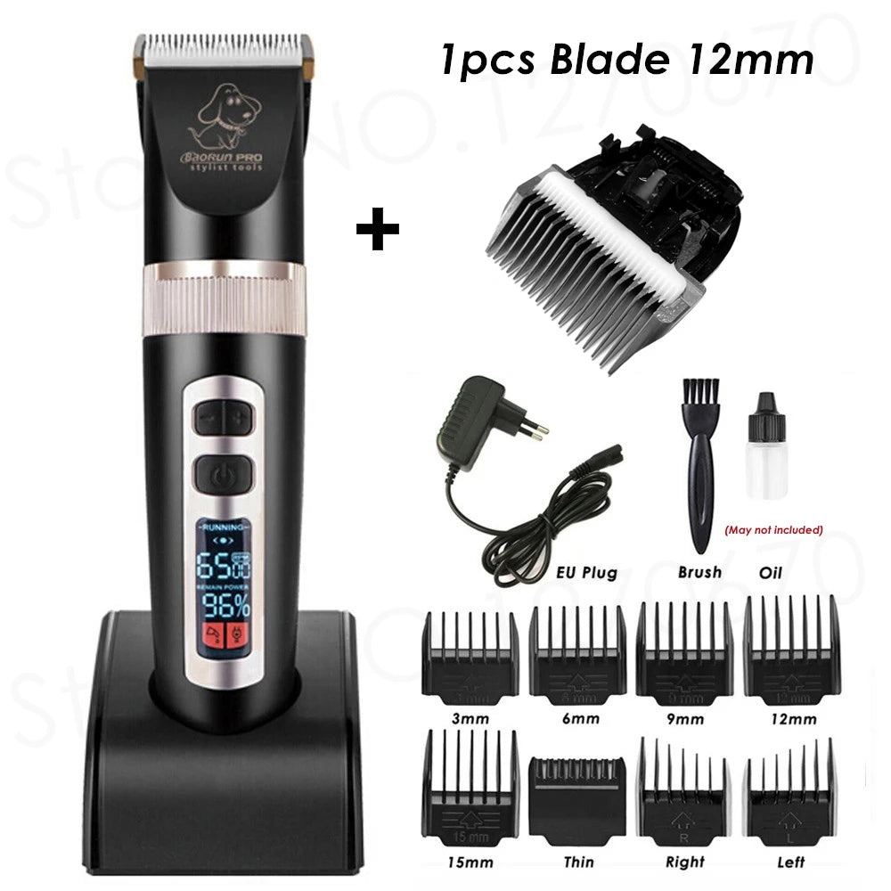 BaoRun P9 Dog Clipper Professional LCD Display Pet Cat Clippers Shaver Electrical Grooming Trimmer Rechargeable Haircut Machine