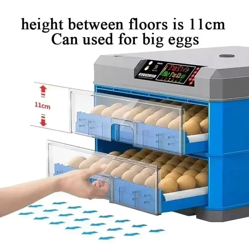 Fully Automatic Hatching Machine 176-500Capacity Egg Incubator 110V/220V/12V Chick Roller Automatic Temperature Humidity Control