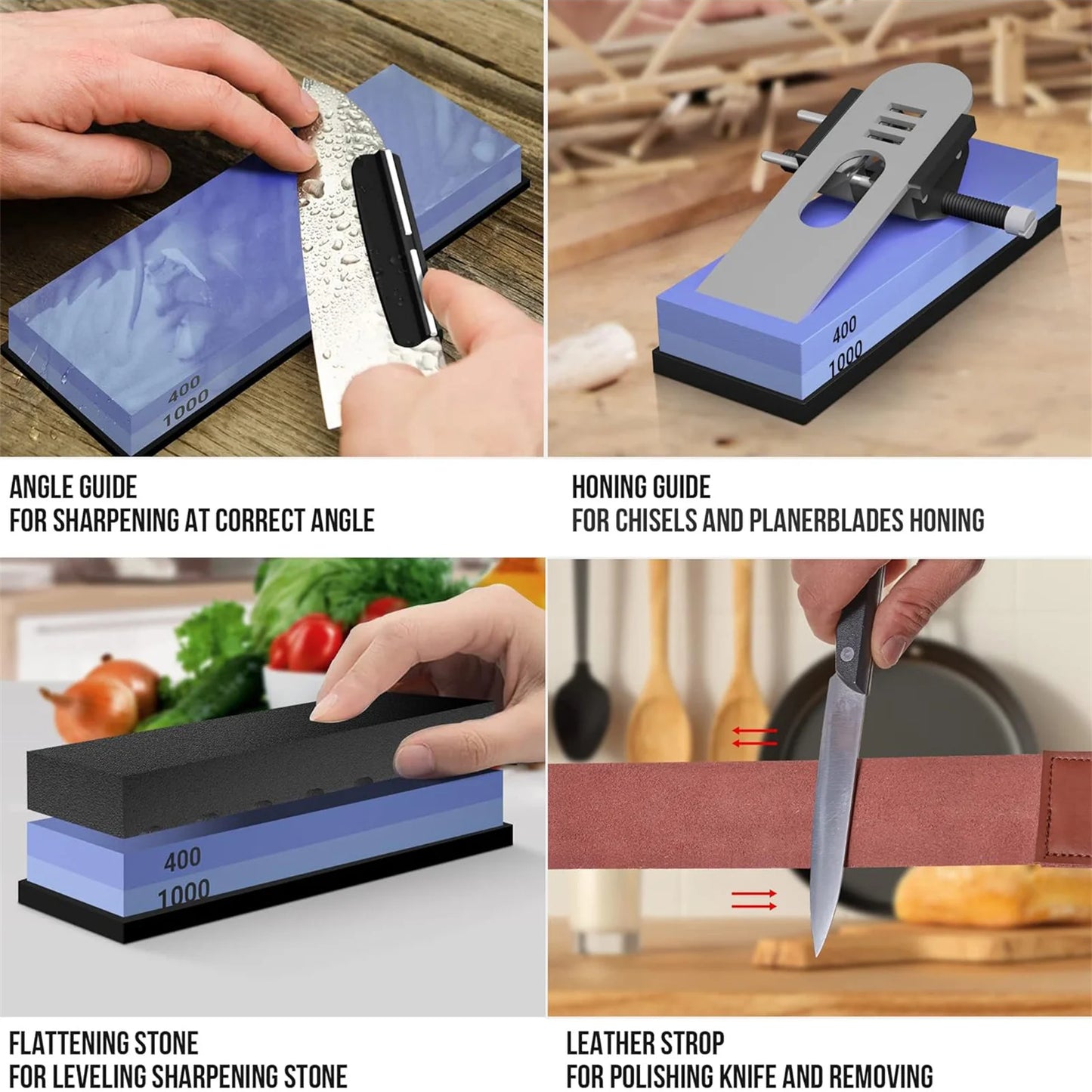 400/1000 3000/8000 Premium Knife Sharpener with glove Sharpening Stone Knife Sharpener Grit240-8000#  Wood Base Angle guide