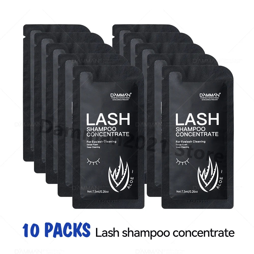 DAMMAN New Upgrades 7.5ml Eyelash Extensions Shampoo Non-irritation Lash Shampoo Concentrate Lashes Cleansing Mousse Makeup Tool