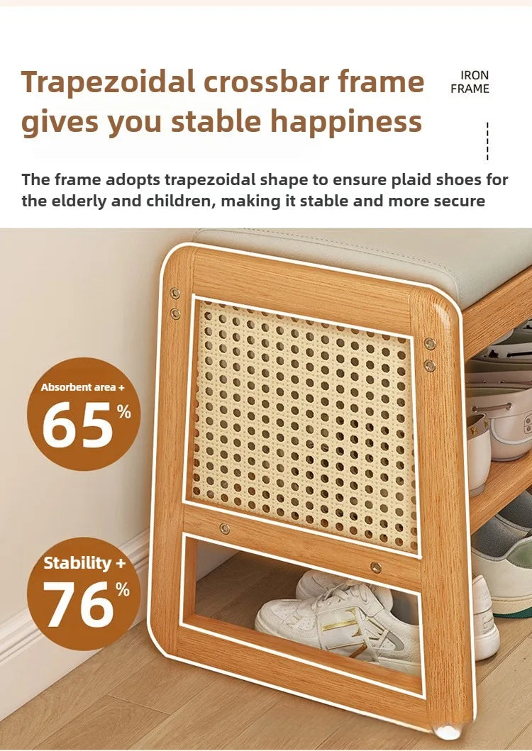 New Chinese style shoe changing stool with seating at the entrance, entrance door, shoe rack, entrance hall, household soft bag,