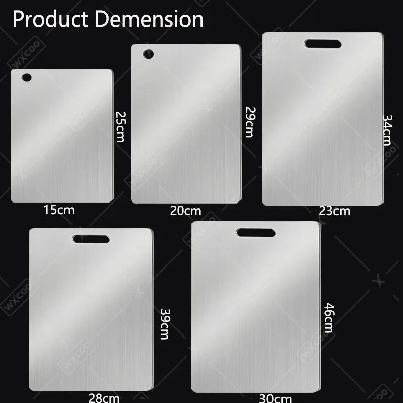 WXCOO 1PCS Stainless Steel Chopping Boards Titanium Thickened Boards Non Stick Double Sided Fruit Meat Chopping Cutting Boards