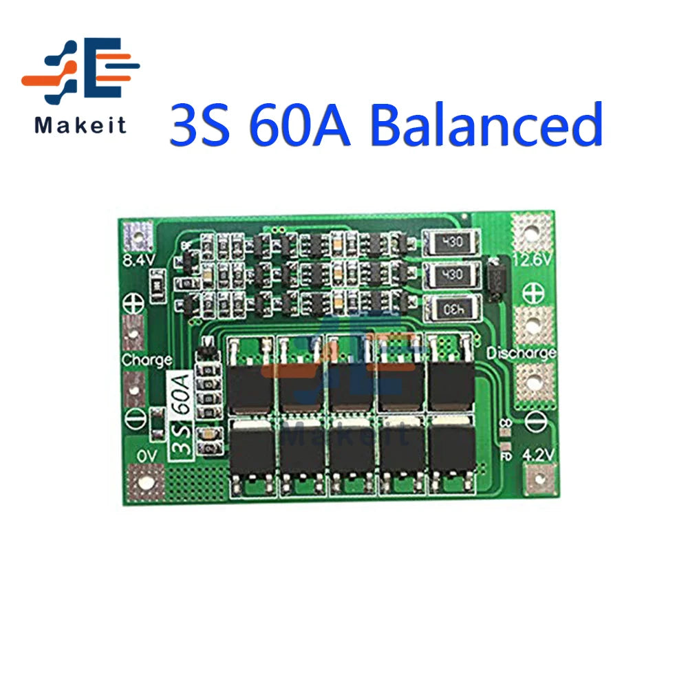 Equalizer 18650 Li-ion Lithium Battery Charger Protection Board Smart BMS 3S/4S 12V/24V 6A/10A/20A/25A/40A/60A With Balancers