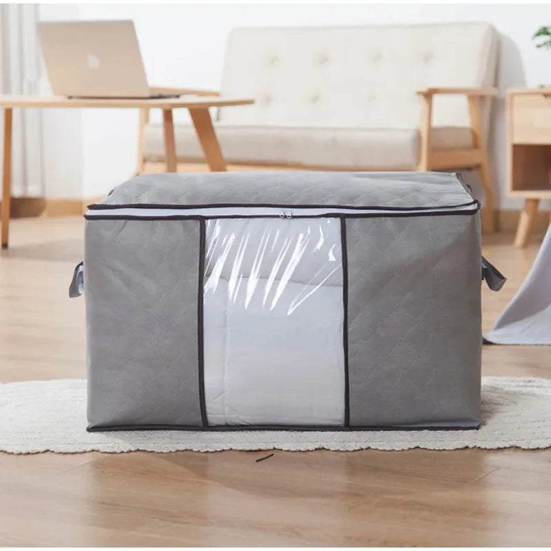 Non-woven Portable Clothes Storage Bag Organizer Folding Closet Organizer for Pillow Quilt Blanket Bedding