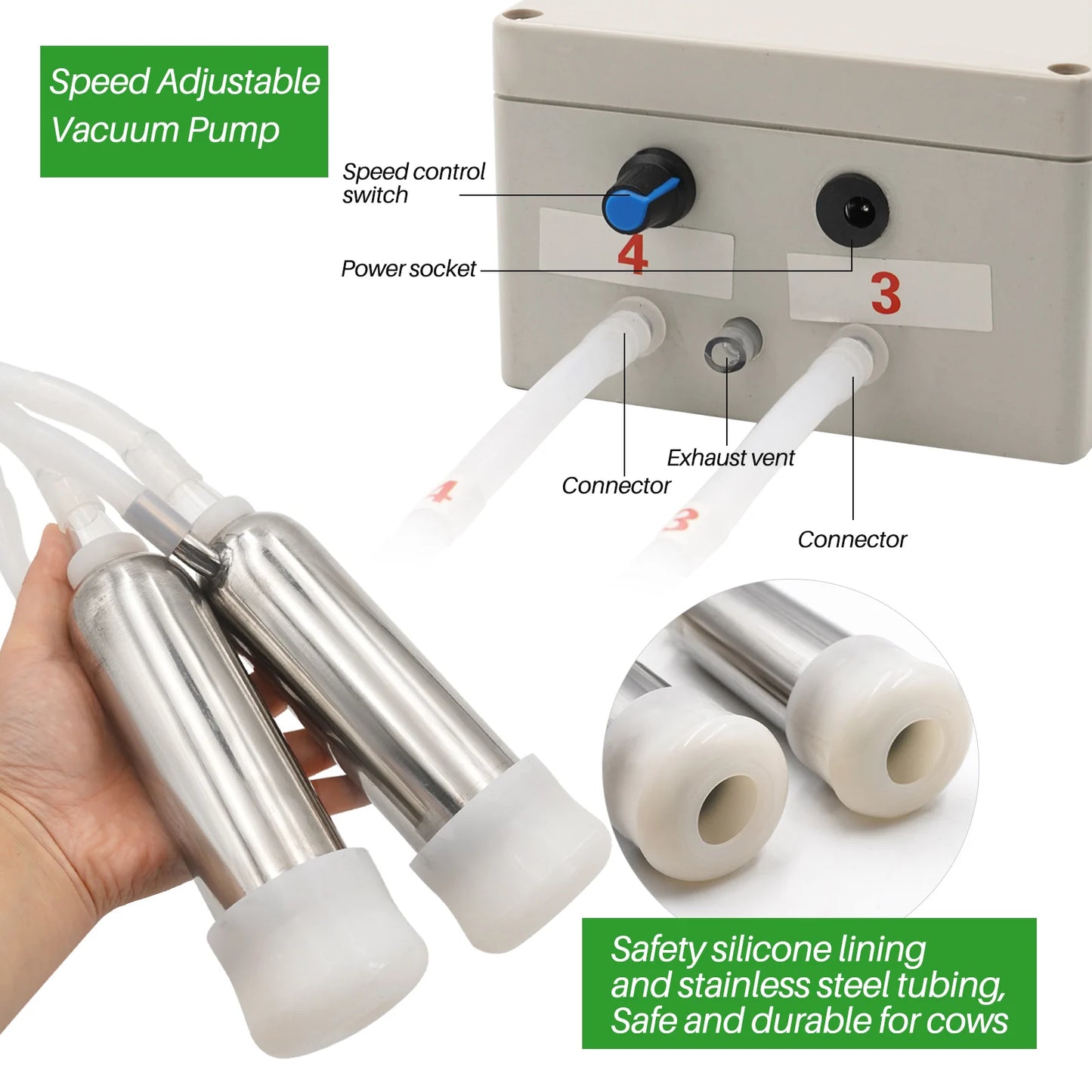 10L Electric Automatic Cattle Milking Machine 220V Goat Pulsating Milking Machine Stainless Steel Milker Bucket Vacuum Pump