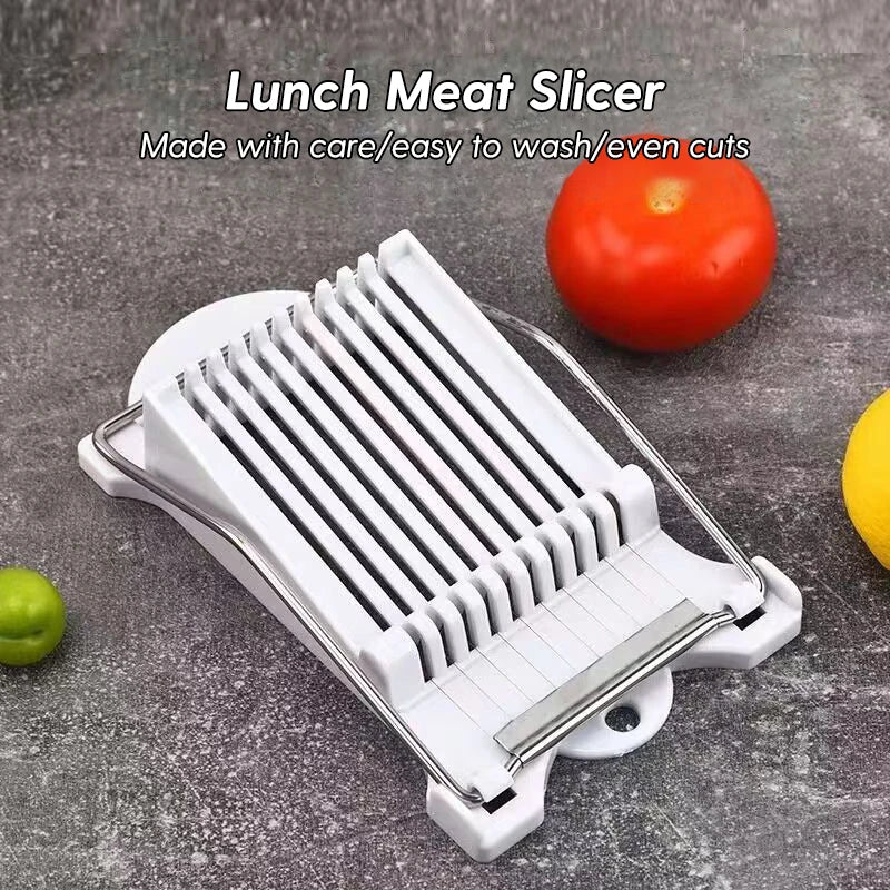 Stainless Steel Multifunctional Food Slicer Cuts Luncheon Meat Eggs Bananas Cheese Strawberries Compact Kitchen Gadget