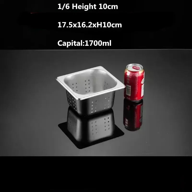 Rectangle Stainless Steel Storage Leak Trays Hole Mesh Strainer Vegetable Fruit Washing Basket Food GN Pan Water Filter Basin