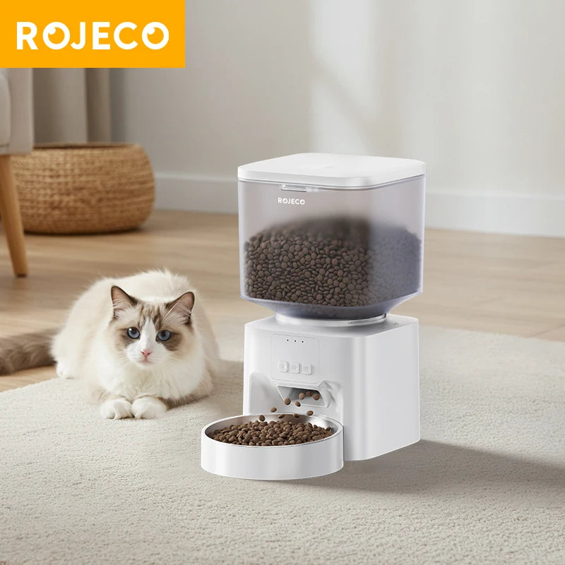 ROJECO Automatic Pet Feeder 4.5L Smart Cat Food Kibble Dispenser WIFI APP Remote Control Auto Dog Pet Food Dispenser Cat Supply