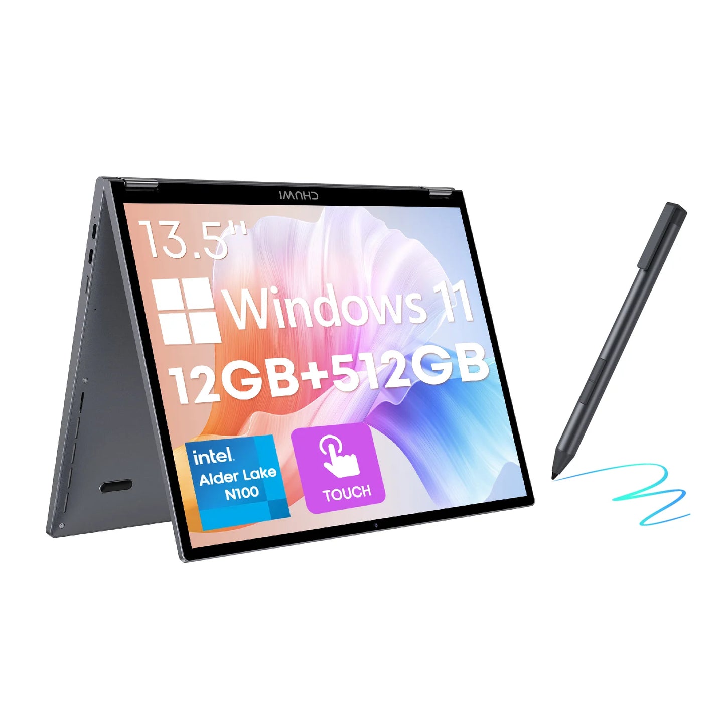 CHUWI FreeBook Tablet Laptop 2 in 1 Intel i3 1215U 12GB LPDDR5 512G SSD Windows 11 Laptop 13.5" IPS FHD Display 2256*1504 WIFI 6