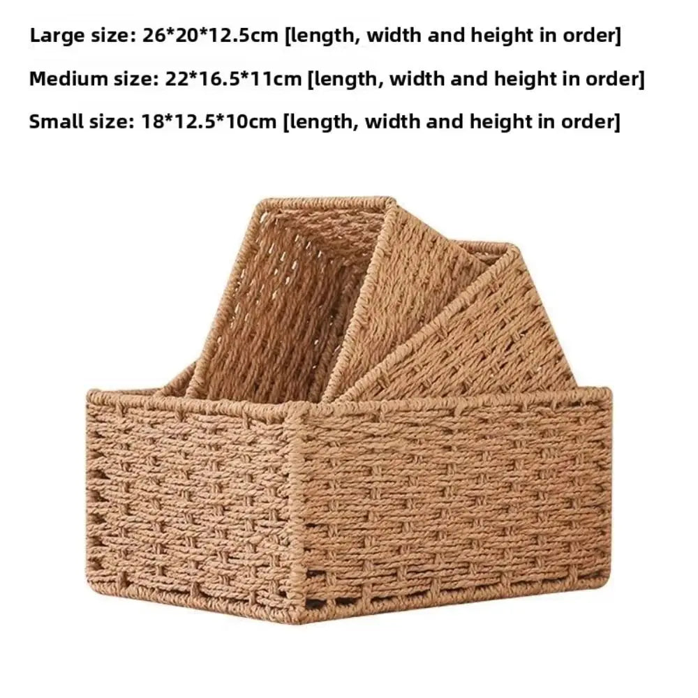 Durable Large Capacity Woven Storage Basket Handmade Reusable Snack Sundries Organizer Clothing Storage Basket