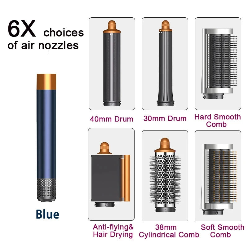 6 in1 Multi Hair Styler Curling Iron Hair Hot Air Brush Curling Barrel Brush HairDryer Salon Professional Curly Styler Tools