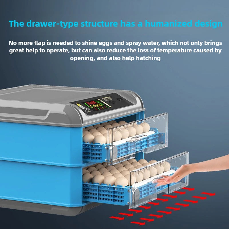 Fully Automatic Hatching Machine 176-500Capacity Egg Incubator 110V/220V/12V Chick Roller Automatic Temperature Humidity Control
