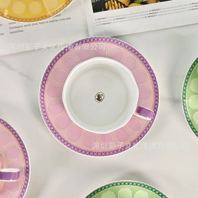 Swan Series European Modern Simple Luxury Style Bone Porcelain Coffee Cup Dish Afternoon Tea Cup Home Gift Double Cup