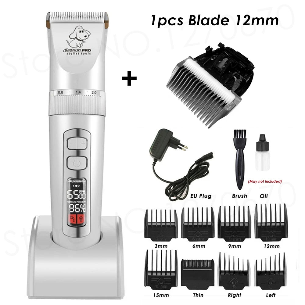 BaoRun P9 Dog Clipper Professional LCD Display Pet Cat Clippers Shaver Electrical Grooming Trimmer Rechargeable Haircut Machine