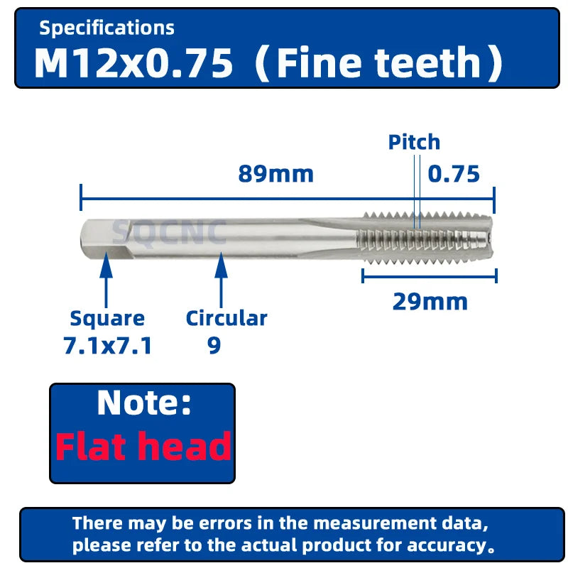 SIQICNC Right Hand Thread Tap HSS Machine Plug Tap Metric Screw Tap Drill Thread Tool M2 M3 M4 M6 M7 M8 M10 M12 M14 Hand Tools