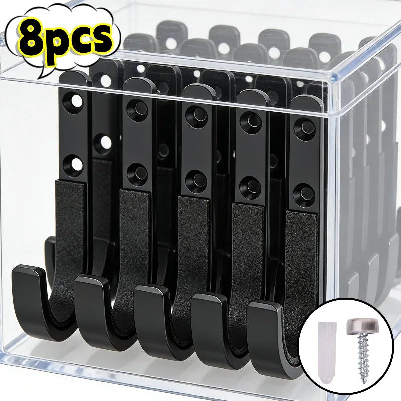8/2pcs Heavy Duty Wall Mount J-hook Horizontal Gun Rack Metal Garage Storage Hooks with Screws Carbon Steel Multi-Purpose Hooks