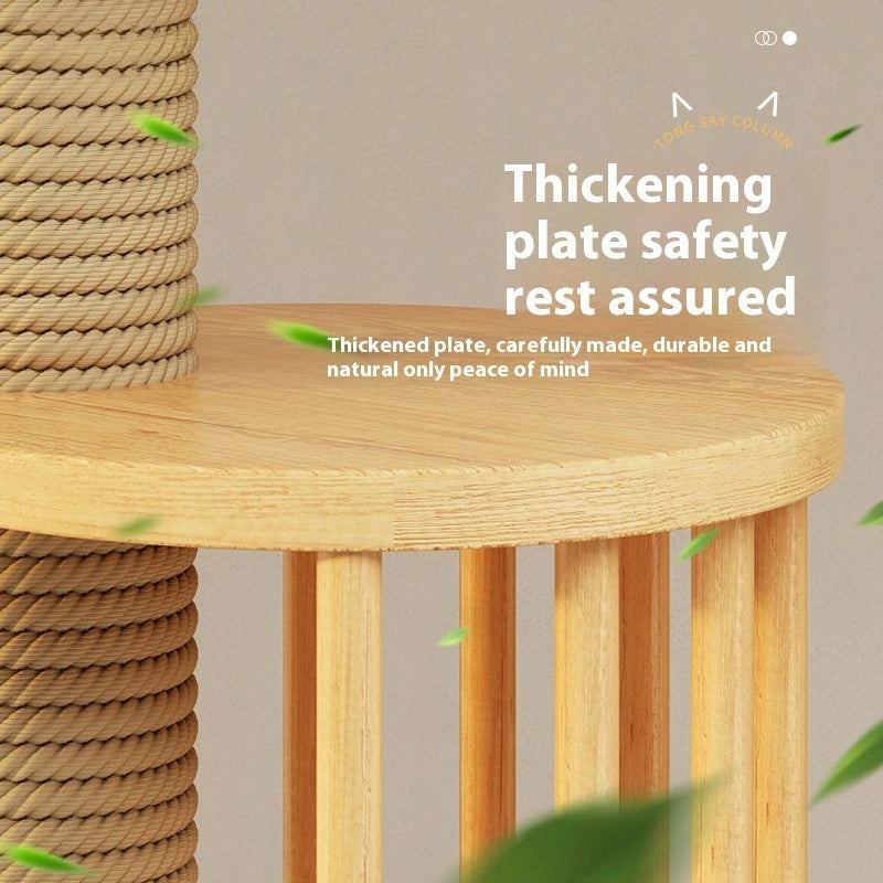 Cat Tree 5-Tier Floor to Ceiling Cat Tower Cactus Tall Climbing Tree with Scratching Post Hammock Dangling Ball for Indoor Cats