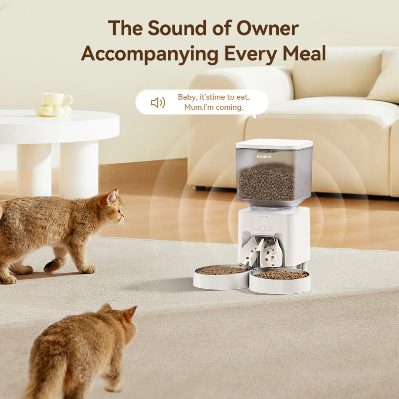 ROJECO Automatic Pet Feeder 4.5L Smart Cat Food Kibble Dispenser WIFI APP Remote Control Auto Dog Pet Food Dispenser Cat Supply