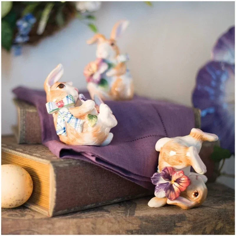 American Hand-painted Ceramic Dinner Set Rabbit Teapot Coffee Cup Plates for Enchanting Garden Afternoon TeaVintage Tableware