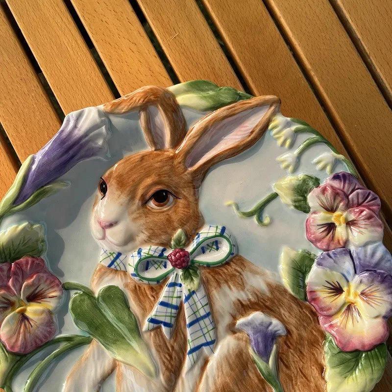 American Hand-painted Ceramic Dinner Set Rabbit Teapot Coffee Cup Plates for Enchanting Garden Afternoon TeaVintage Tableware