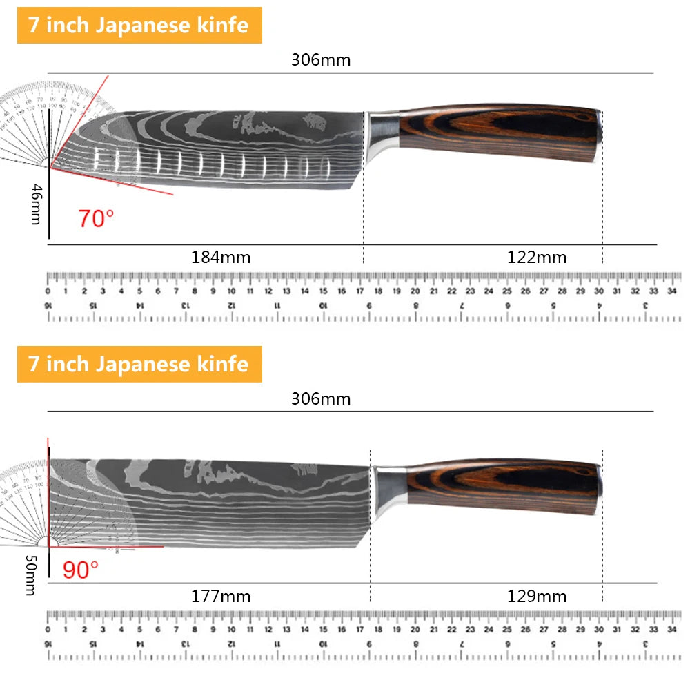 Professiona Japanese Chef Knife Kitchen Knives Santoku Slicing Utility Bread Meat Cleaver Butcher Stainless Steel Cooking Knife