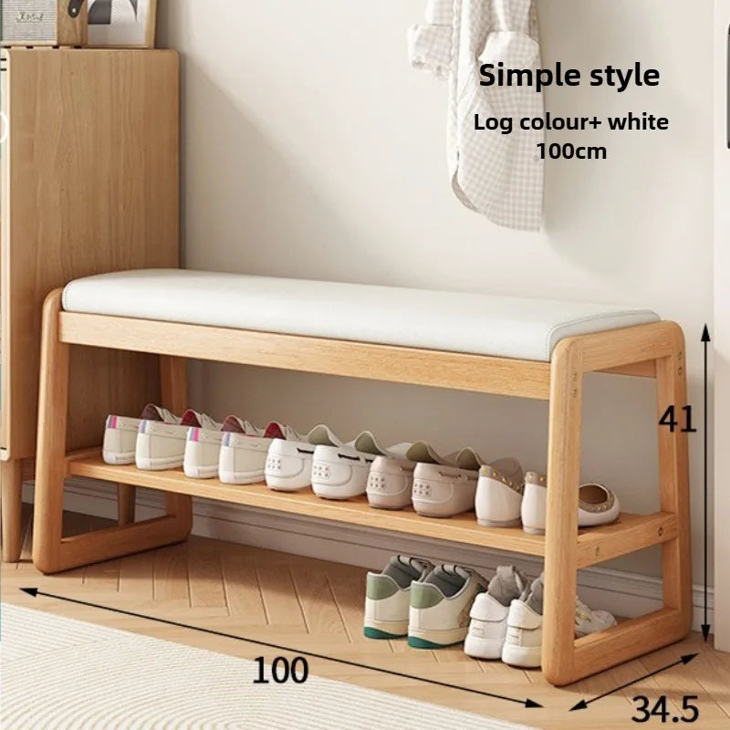 New Chinese style shoe changing stool with seating at the entrance, entrance door, shoe rack, entrance hall, household soft bag,