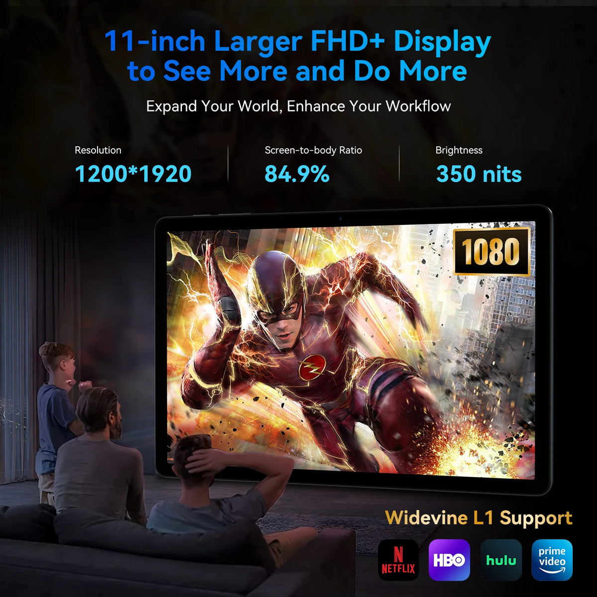 KINGRID T90 Wifi 11" 1080P Tablet PC 24GB (8+16) RAM 128GB ROM  5G WiFi 8000mAh Android 15 Gaming Tablet