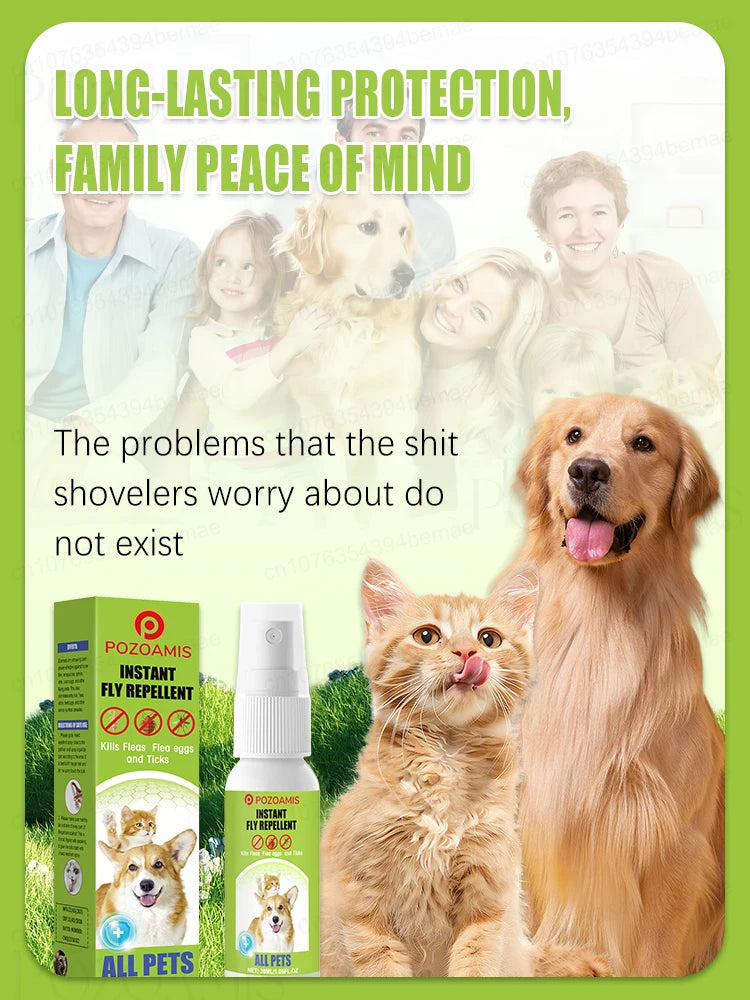 Spray anti-puces pour animaux de compagnie, dissolvant de poux, contrôle des tiques et des insectes.