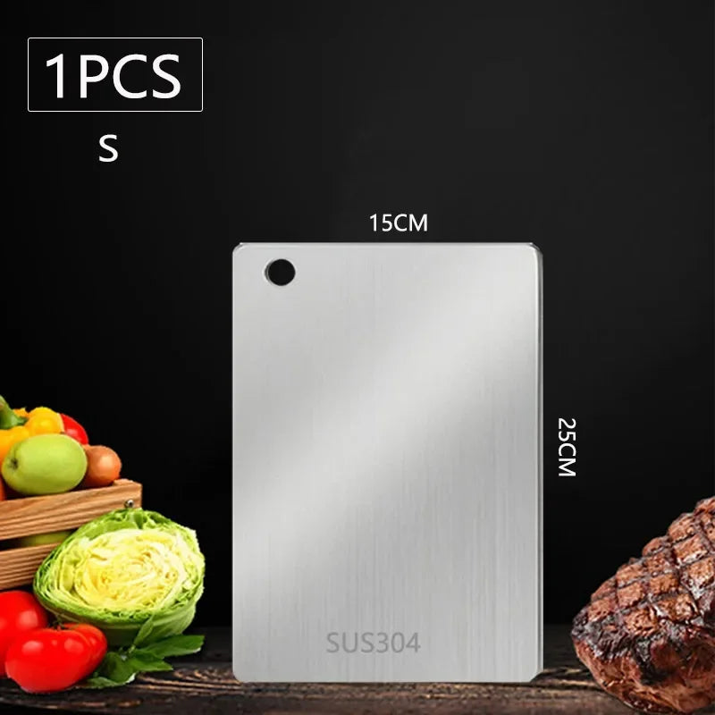 WXCOO 1PCS Stainless Steel Chopping Boards Titanium Thickened Boards Non Stick Double Sided Fruit Meat Chopping Cutting Boards