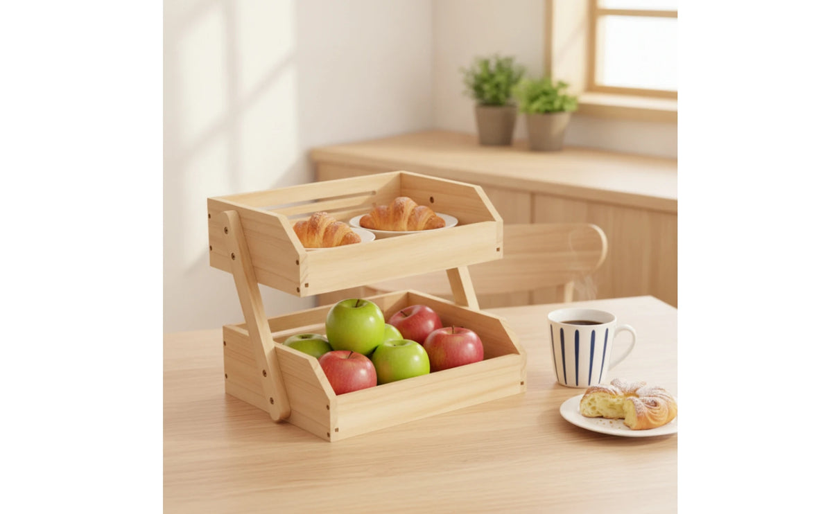 Kitchen Countertop Organizer Ventilated Kitchen Rack with Trays Wooden Storage Rack Open-Front Countertop Organizer Space-Saving