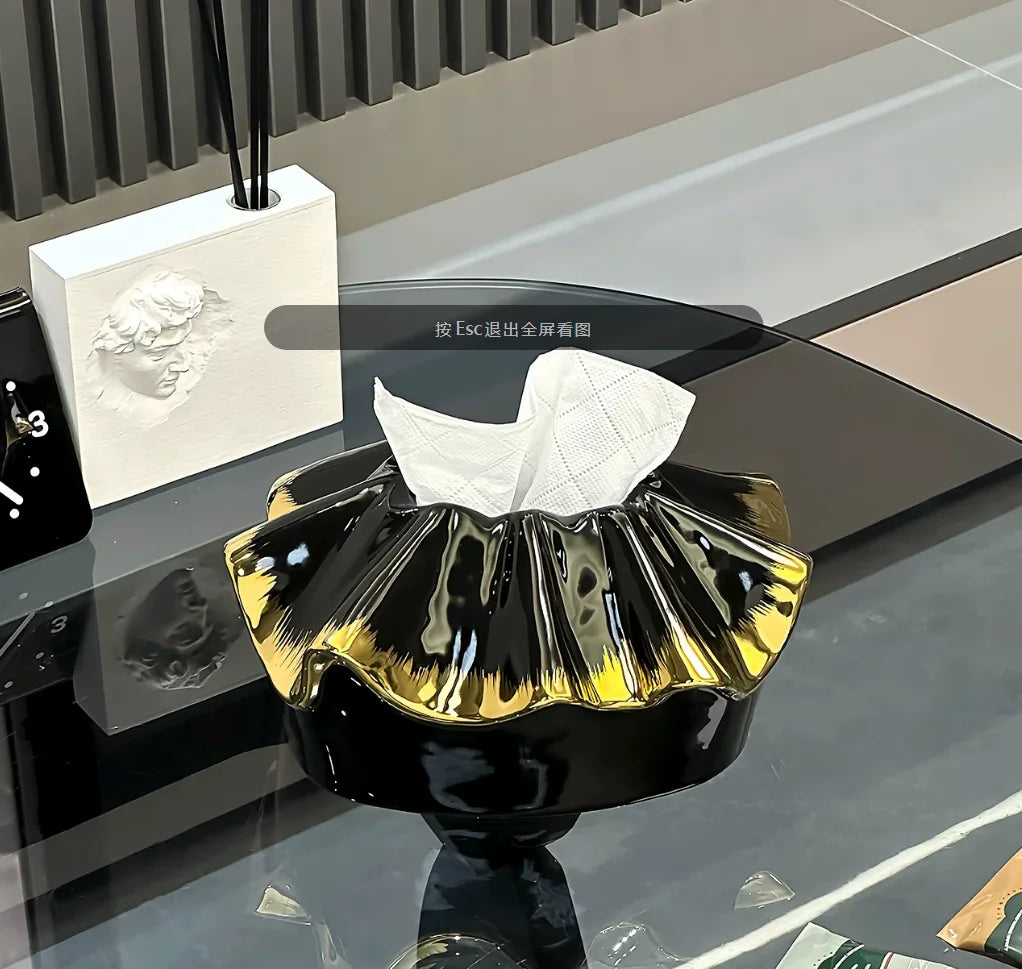 Light Luxury Ceramic Handbag Tissue Box, Living Room Household Paper Box, Creative Tissue Storage Design