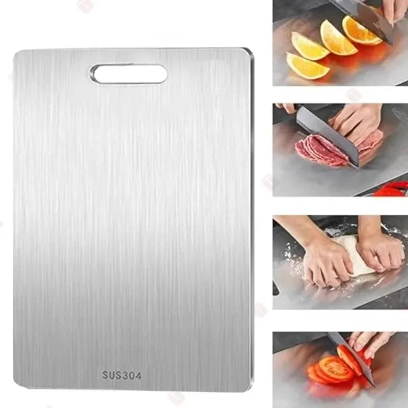 WXCOO 1PCS Stainless Steel Chopping Boards Titanium Thickened Boards Non Stick Double Sided Fruit Meat Chopping Cutting Boards