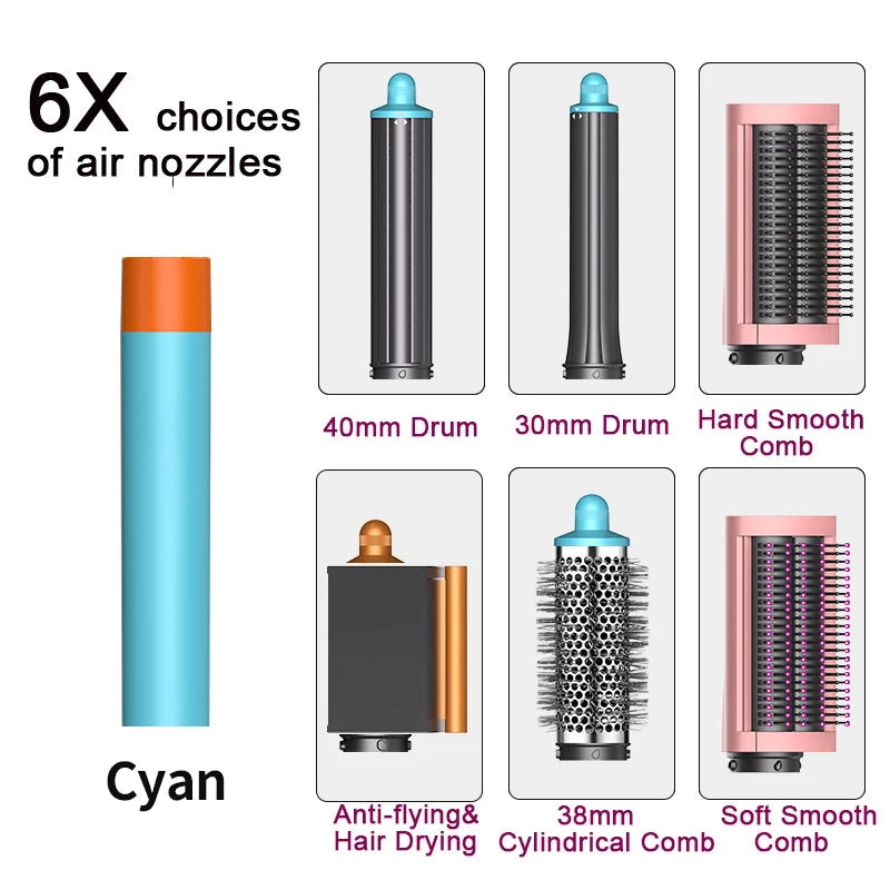 6 in1 Multi Hair Styler Curling Iron Hair Hot Air Brush Curling Barrel Brush HairDryer Salon Professional Curly Styler Tools