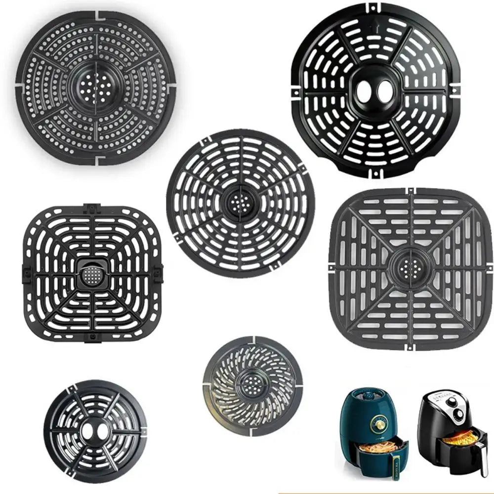 Square Air Fryer Grill Pan Non-Stick Black Crisper Basket Coating No BPA Food Separator Cooking Divider Air Fryer Accessories