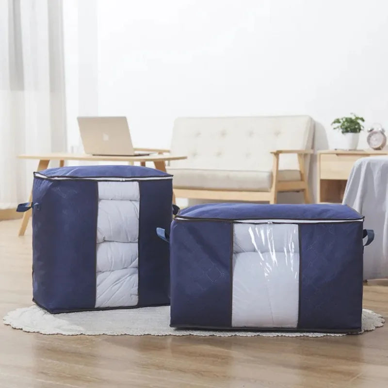 Non-woven Portable Clothes Storage Bag Organizer Folding Closet Organizer for Pillow Quilt Blanket Bedding