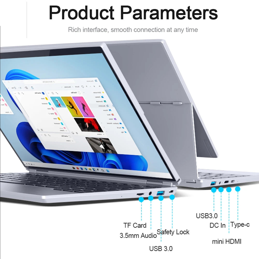 CRELANDER 360 Degree Rotating Touch Screen Laptop 14 Inch Intel N5105 RAM 16GB Windows 11 Portable PC Notebook 2 In 1 Laptop