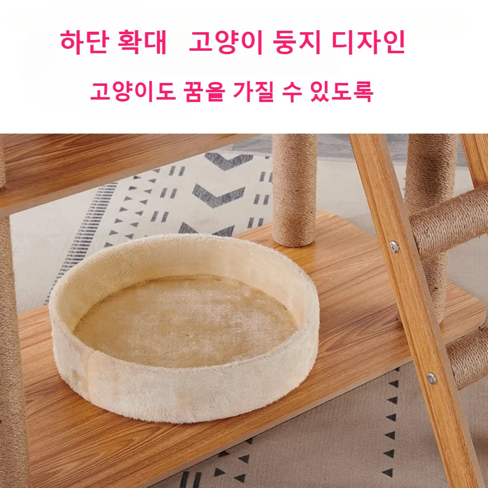 Cat Climbing Frame Indoor Apartment Style Large Multi Layer Cat Tree Tower For Cats With Burrows And Grab Plate For Living Room