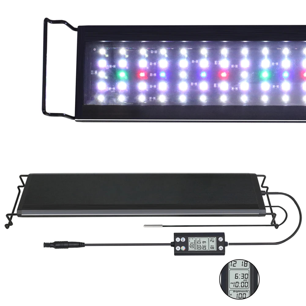 75-90CM Aquarium 24/7 Full Spectrum Lighting LED Light With Thermometer And Memory Function IP68 Fish Tank Plant Growth Lamp