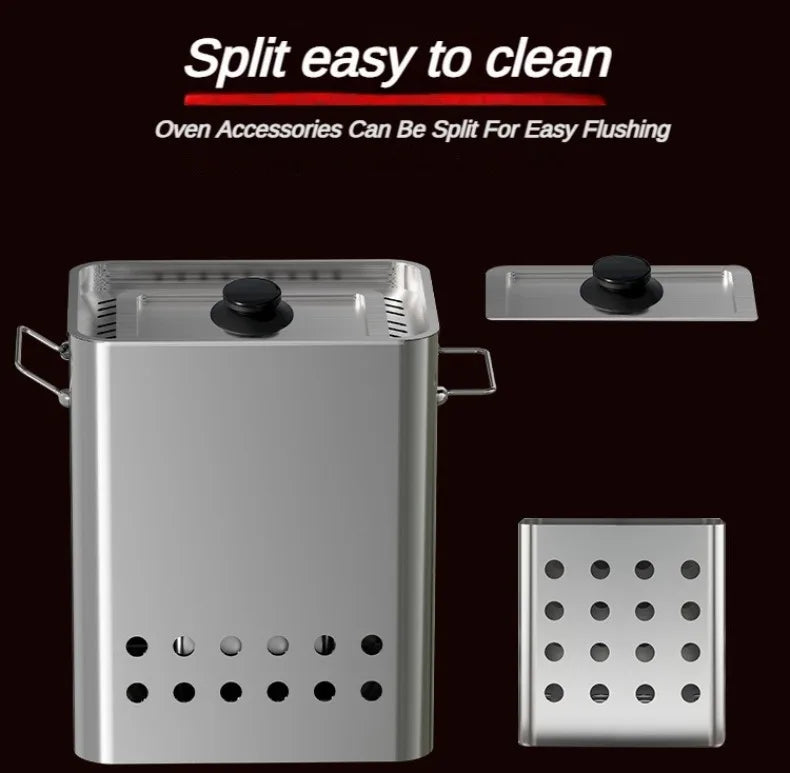 Portable Grill Smokeless Stainless Steel Barbecue Charbroiler Outdoor Indoor Dual-purpose Stewing Oven Small Durable BBQ Grill